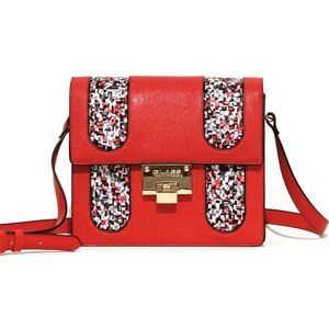 Glass Handbag Red Pixel Mosaic Women's Bag Crossbody Faux Leather Bag